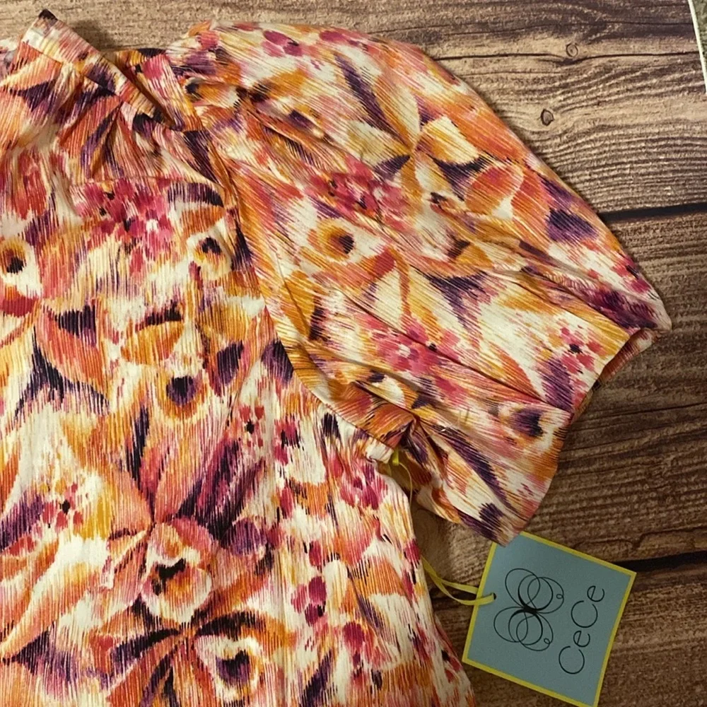 New CeCe Plus V-Neck Puffed Sleeve Blouse - Picture 6 of 8